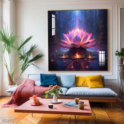 Tranh cá chép hoa sen nghệ thuật hiện đại