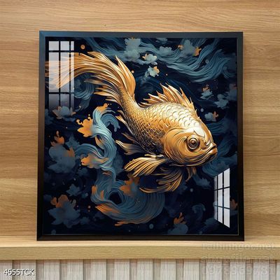 Tranh trang trí phòng khách cá chép hoa sen