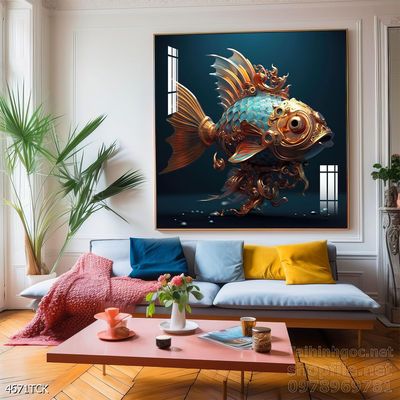 Tranh cá chép hoa sen treo tường mang nhiều ý nghĩa