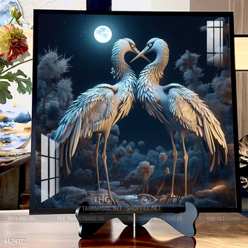 Tranh chim công và hoa mẫu đơn phong thủy