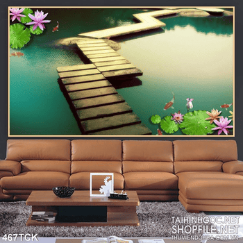 Tranh hoa sen, cá chép spa nghệ thuật