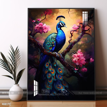 Tranh chim công hoa mẫu đơn đẹp và ý nghĩa