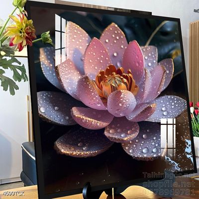 Tranh trang trí phòng khách cá chép hoa sen