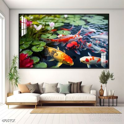 Tranh cá chép hoa sen cực đẹp