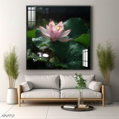 Mẫu tranh decor tường cá chép hoa sen