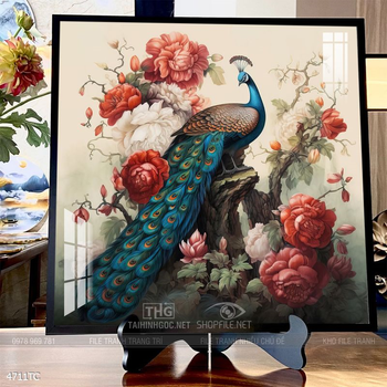 Tranh chim công hoa mẫu đơn đẹp và ý nghĩa