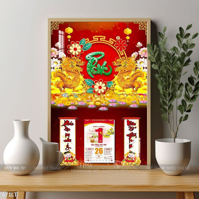 File Psd tranh lịch Tết đẹp