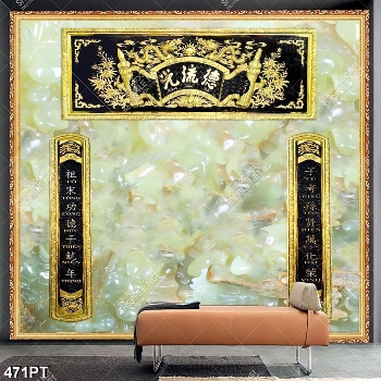 Tranh thờ thư pháp và nền giả ngọc