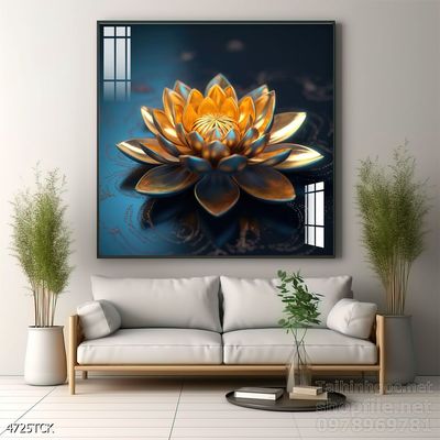 Mẫu tranh decor tường cá chép hoa sen