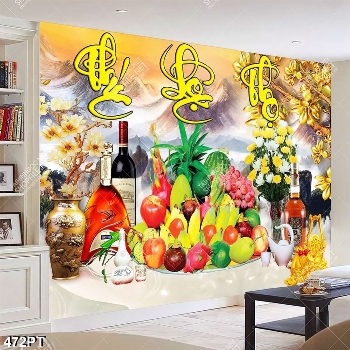 Tranh bàn thờ chữ Phúc Lộc Thọ in uv