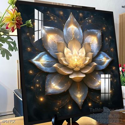 Tranh trang trí phòng khách cá chép hoa sen