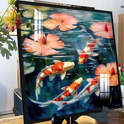 Tranh cá chép hoa sen cực đẹp