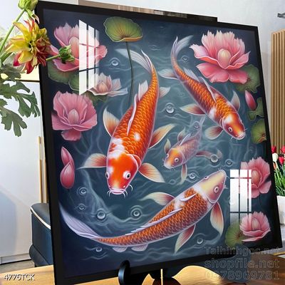 Tranh cá chép hoa sen cực đẹp