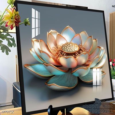 Tranh trang trí phòng khách cá chép hoa sen