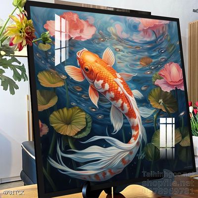 Tranh cá chép hoa sen đẹp mang nhiều ý nghĩa