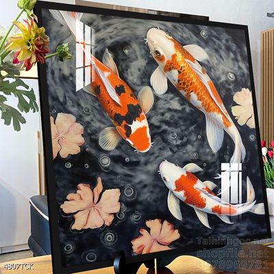 Tranh cá chép hoa sen đẹp mang nhiều ý nghĩa