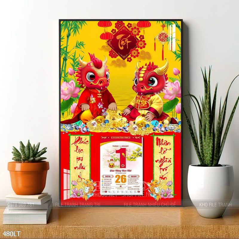 File Psd tranh lịch Tết đẹp