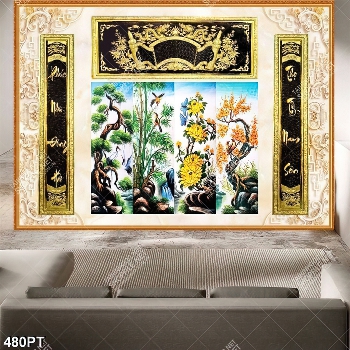 Tranh bàn thờ tứ quý nghệ thuật