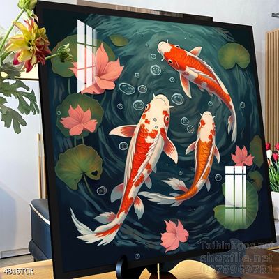 Tranh cá chép hoa sen đẹp mang nhiều ý nghĩa