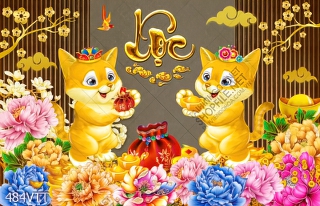 File In Tranh file gốc cặp mèo vàng File In Tranh file gốc cặp mèo vàng