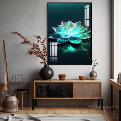 Mẫu tranh decor tường cá chép hoa sen