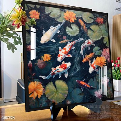 Tranh cá chép hoa sen đẹp mang nhiều ý nghĩa