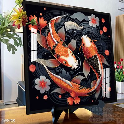 Tranh cá chép hoa sen đẹp mang nhiều ý nghĩa