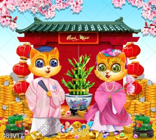 File In Tranh cặp mèo vương giả cho năm mới sung túc File In Tranh cặp mèo vương giả cho năm mới sung túc