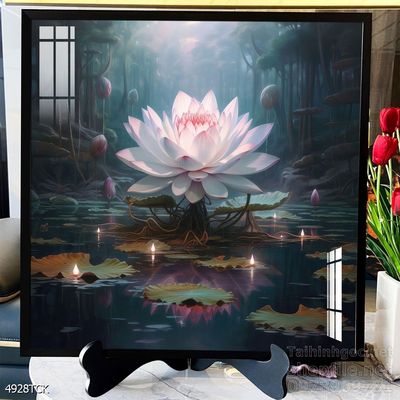 Mẫu tranh decor tường cá chép hoa sen