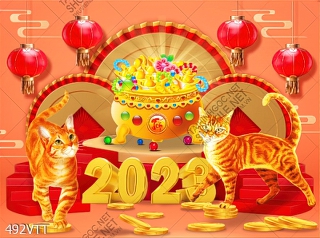 File In Tranh mèo vằn Quý Mão 2023 File In Tranh mèo vằn Quý Mão 2023