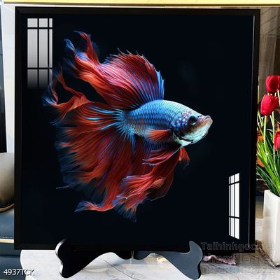 Mẫu tranh decor tường cá chép hoa sen