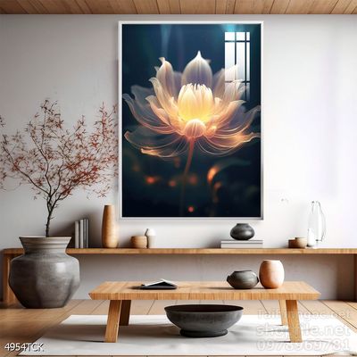 Mẫu tranh decor tường cá chép hoa sen