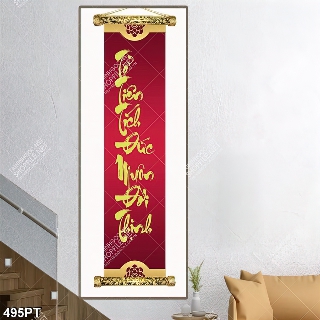 Tranh thư pháp gắn tường phòng thờ