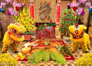 File In Tranh mai vàng bánh chưng xanh đón tết cổ truyền File In Tranh mai vàng bánh chưng xanh đón tết cổ truyền