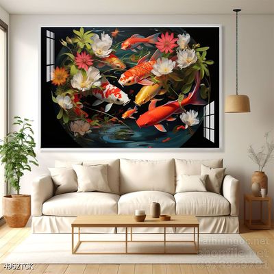 Tranh cá chép hoa sen treo tường mang nhiều ý nghĩa