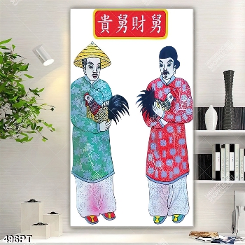 Tranh gắn tường ông lão ôm gà đẹp nhất