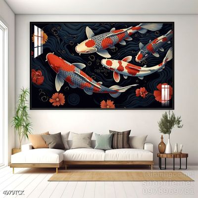 Tranh cá chép hoa sen cực đẹp