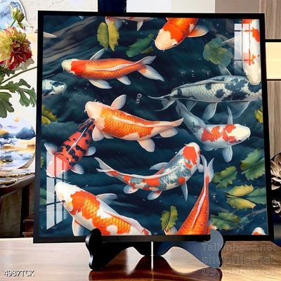Tranh cá chép hoa sen nghệ thuật hiện đại