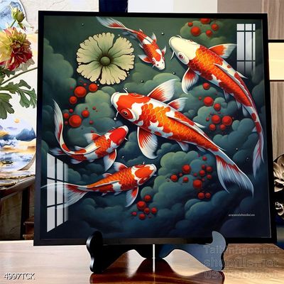 Tranh cá chép hoa sen treo tường mang nhiều ý nghĩa