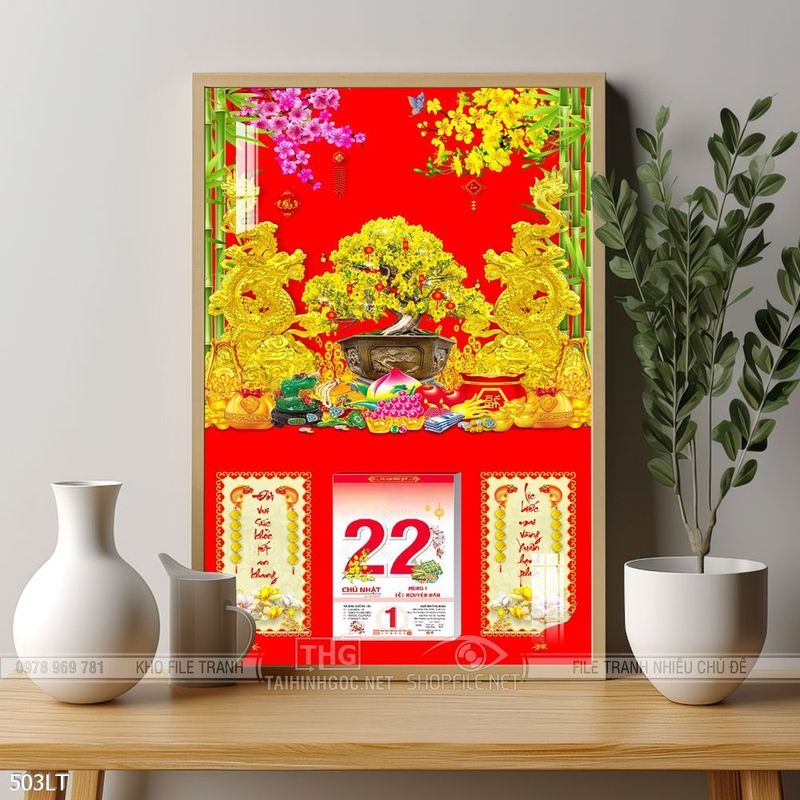 File tranh lịch Tết trang trí