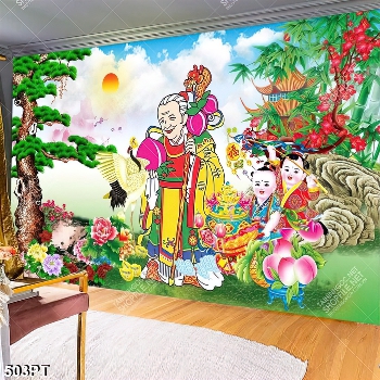 Tranh treo tường bà lão và các tiểu linh đồng