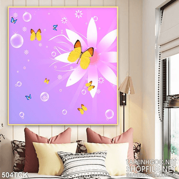 Tranh hoa sen, cá chép dán tường