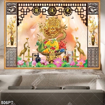 Tranh thờ hoa sen và chim hạc vàng file gốc Tranh thờ hoa sen và chim hạc vàng file gốc