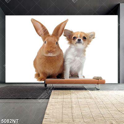 Tranh thỏ và chó nhỏ