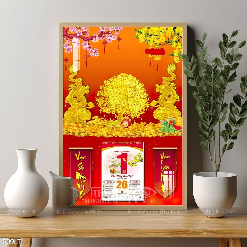 File tranh lịch trang trí Tết