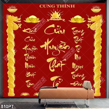 Tranh thờ Cửu Huyền Thất Tổ in uv