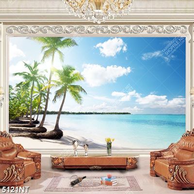 Tranh hàng dừa bên bãi biển