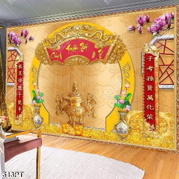 Tranh thờ tổ Cửu Huyền Thất Tổ in kính