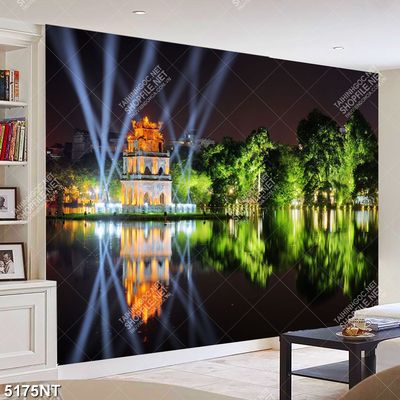 Tranh tháp rùa trên hồ gươm