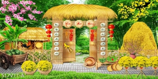 Phông tranh xuân quê hương trang trí tết tuyệt đẹp Phông tranh xuân quê hương trang trí tết tuyệt đẹp